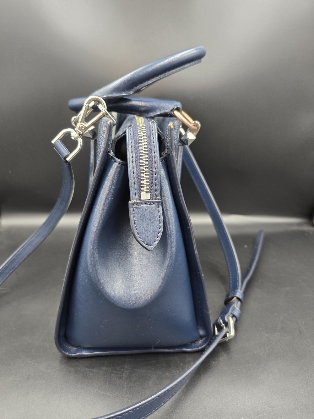 Michael Kors Navy Stripe Signature Satchel - Picture 4 of 13